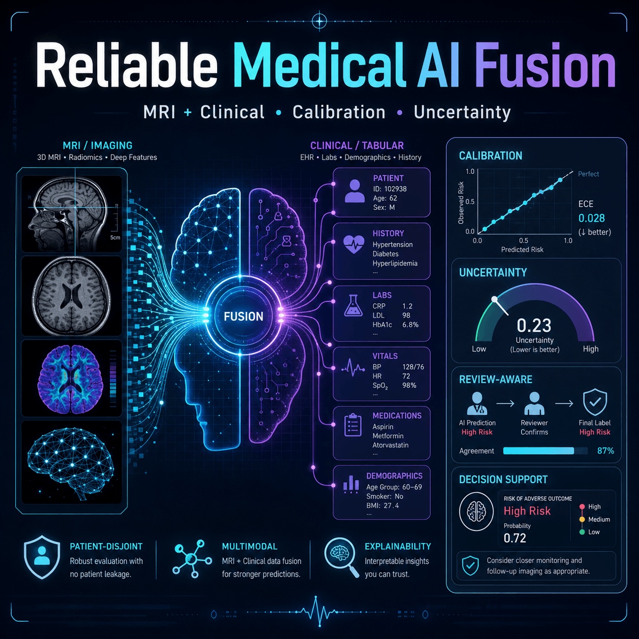 Reliable Multimodal Medical AI for Neurodegenerative Disease Analysis